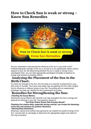 How to Check Sun is weak or strong