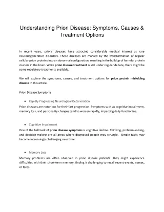 Understanding Prion Disease Symptoms, Causes & Treatment Options