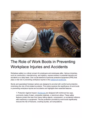 The Role of Work Boots in Preventing Workplace Injuries and Accidents