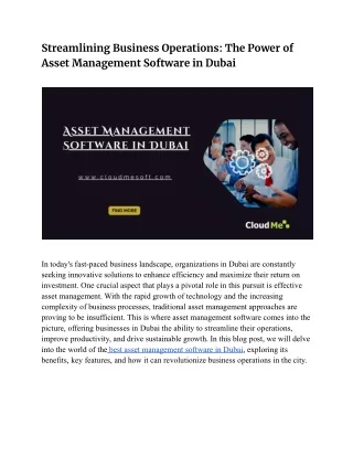 Streamlining Business Operations_ The Power of Asset Management Software in Dubai
