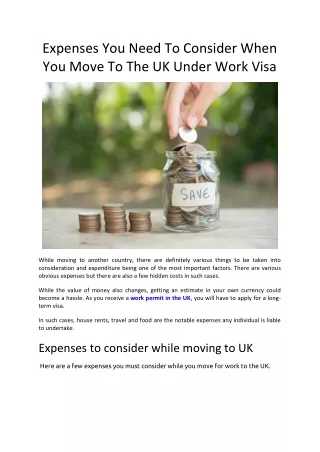 Expenses You Need To Consider When You Move To The UK Under Work Visa