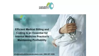 Efficient Medical Billing and Coding Is an Essential for Internal Medicine Practice’s Maintaining Profitability