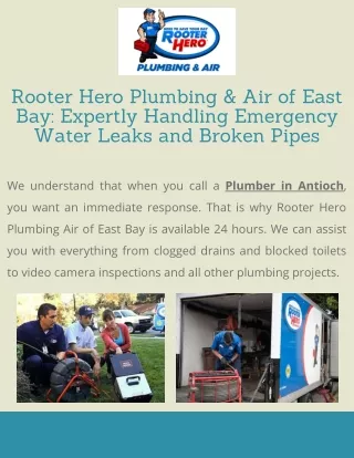 Rooter Hero Plumbing & Air of East Bay Expertly Handling Emergency Water Leaks and Broken Pipes