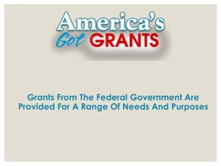 Grants From The Federal Government Are Provided For A Range Of Needs And Purposes