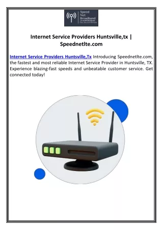 Internet Service Providers Huntsville,tx | Speednetlte.com