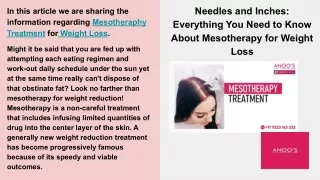 Mesotheraphy Treatment