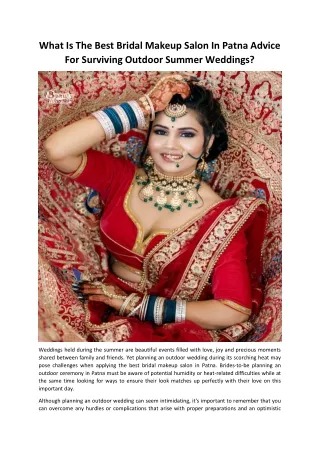 Best Bridal Makeup Salon In Patna Advice For Surviving Outdoor Summer Weddings