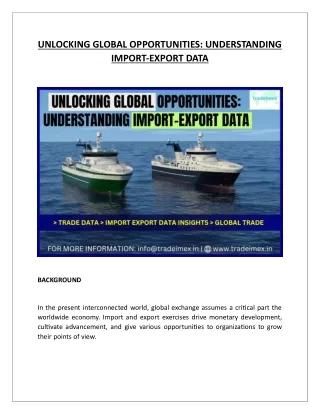 UNLOCKING GLOBAL OPPORTUNITIES import export data