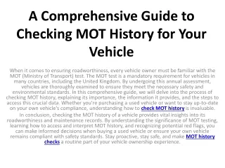 A Comprehensive Guide to Checking MOT History for Your Vehicle