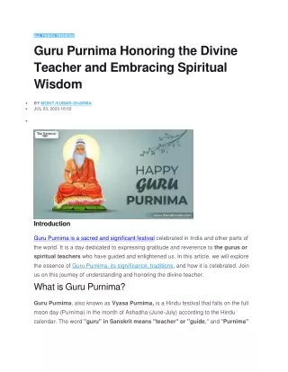 Guru Purnima Honoring the Divine Teacher and Embracing Spiritual Wisdom