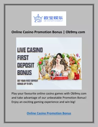 Online Casino Promotion Bonus | Ob9my.com