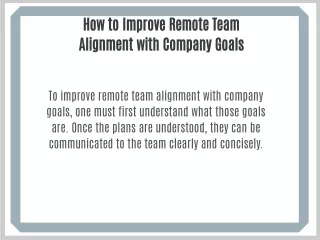 How to Improve Remote Team Alignment with Company Goals