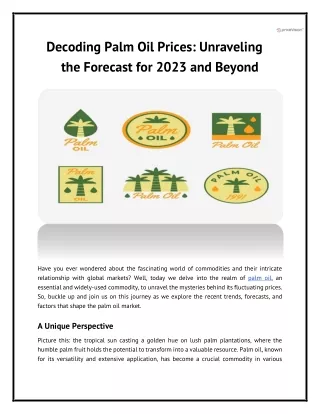 Decoding Palm Oil Prices: Unraveling the Forecast for 2023 and Beyond