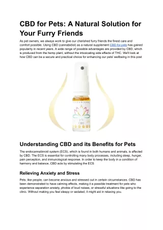 CBD for Pets_ A Natural Solution for Your Furry Friends