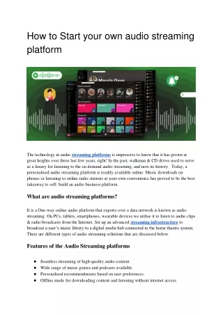 How to Start your own audio streaming platform