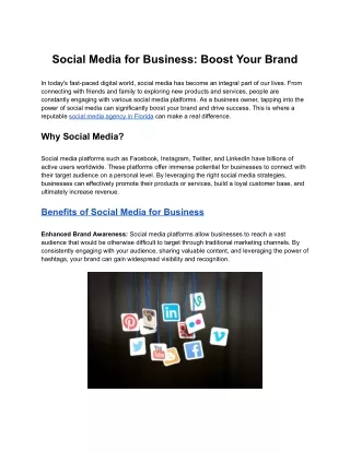 Social Media for Business: Boost Your Brand