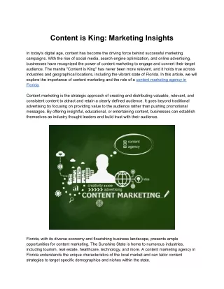 Content is King: Marketing Insights