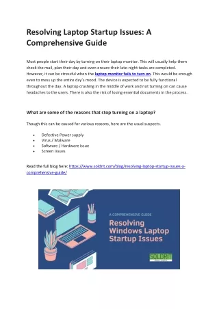 Resolving Laptop Startup Issues: A Comprehensive Guide