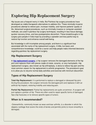 Exploring Hip Replacement Surgery