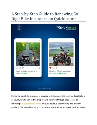 A Guide to Renewing Go Digit Bike Insurance on Quickinsure