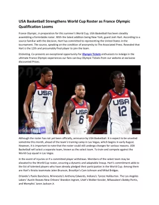 USA Basketball Strengthens World Cup Roster as France Olympic Qualification Loom