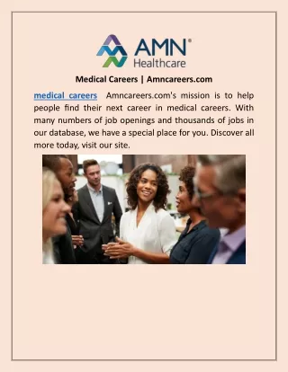 Medical Careers | Amncareers.com