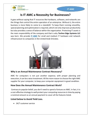 Is IT AMC a Necessity for Businesses?
