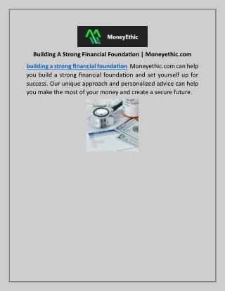 Building A Strong Financial Foundation | Moneyethic.com