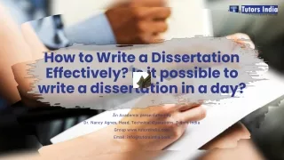 How to Write a Dissertation Effectively