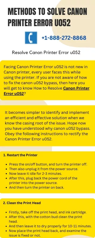 Methods To Solve Canon Printer Error u052 |  1-888-272-8868