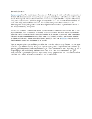 Buyout loan in UAE