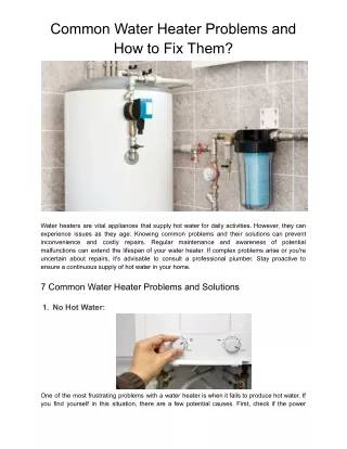 Common Water Heater Problems and How to Fix Them?