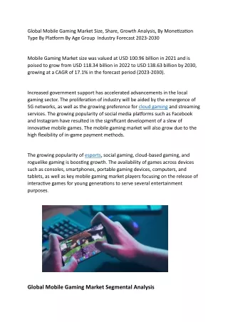 Global Mobile Gaming Market Size