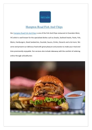 Up to 10% off Hampton Road Fish And Chips Essendon West, VIC