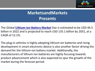 Lithium-ion Battery Market, Projected to Reach $135.1 Billion by 2031