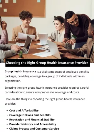 Choosing the Right Group Health Insurance Provider