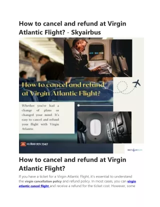 How to cancel and refund at Virgin Atlantic Flight - Skyairbus