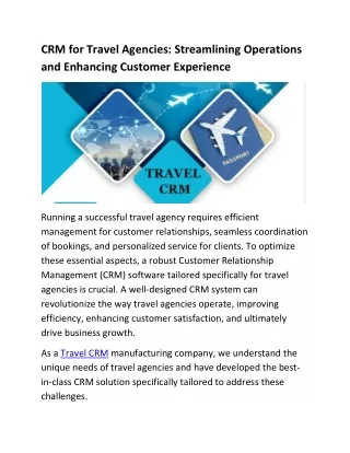 CRM for Travel Agencies Streamlining Operations and Enhancing Customer Experience