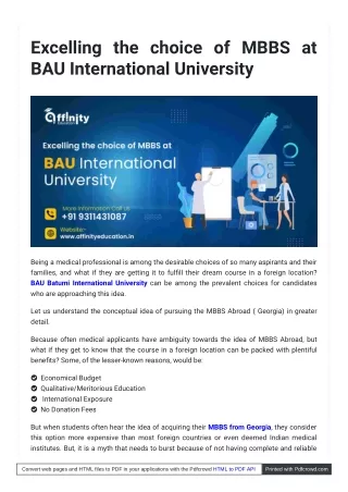 Excelling in the Choice of MBBS at BAU International University  | Affinity Educ