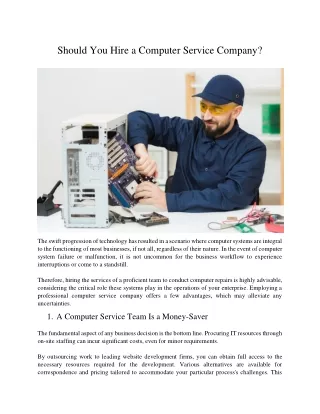 Should You Hire a Computer Service Company