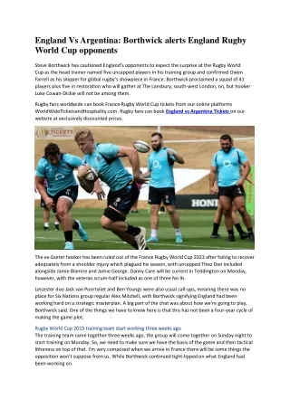 England Vs Argentina Borthwick alerts England Rugby World Cup opponents