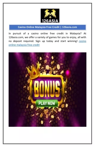 casino online malaysia free credit