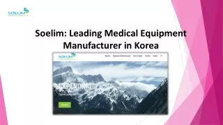Medical Equipment Korea Manufacturer - Soelim