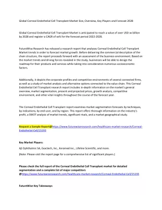 Corneal Endothelial Cell Transplant Market