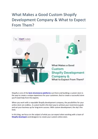 What Makes a Good Custom Shopify Development Company & What to Expect From Them