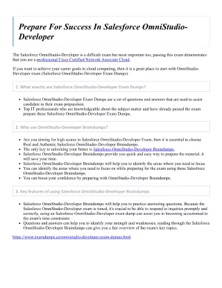 Prepare For Success In Salesforce OmniStudio-Developer
