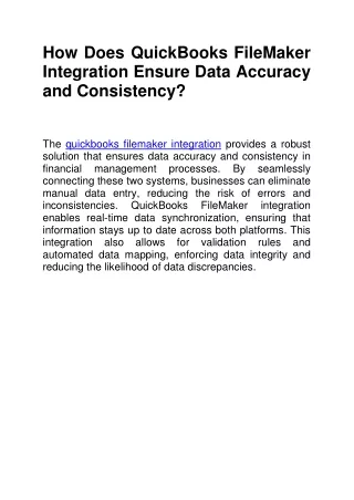 How Does QuickBooks FileMaker Integration Ensure Data Accuracy and Consistency