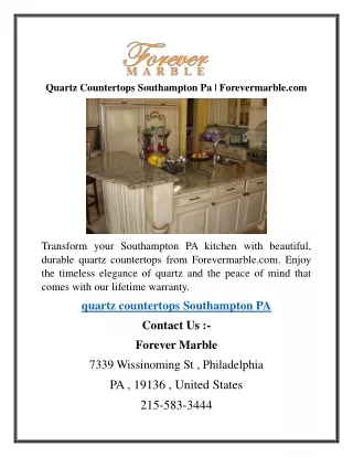 Quartz Countertops Southampton Pa  Forevermarble