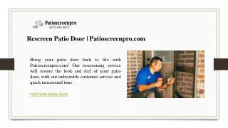 Rescreen Patio Door  Patioscreenpro.com