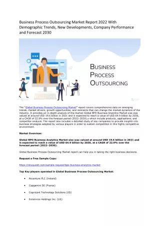 Business Process Outsourcing Market Report 2022 With Demographic Trends